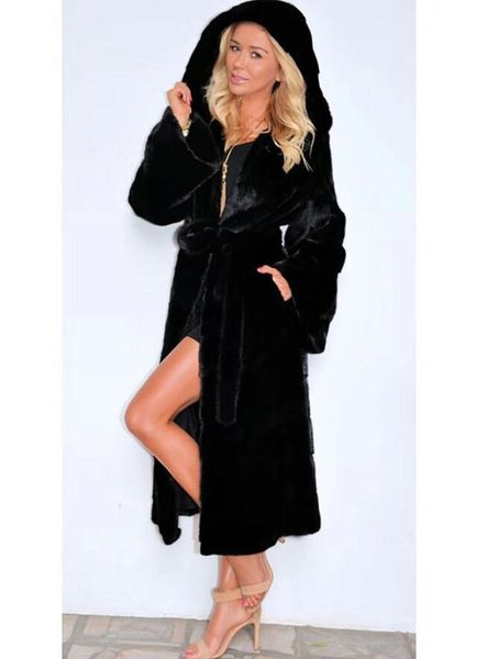 women's fur & faux fashion jacket hoody thicken long section plush warm coat windbreaker 0730, Black
women's fur & faux fashion jacket hoody thicken long section plush warm coat windbreaker 0730, Black