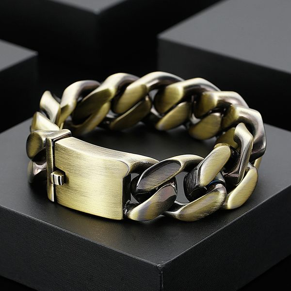 160g heavy large 21mm 22cm mens gifts stainless steel european american fashion colorful bracelets bronze-color titanium steel miami chain, Black
160g heavy large 21mm 22cm mens gifts stainless steel european american fashion colorful bracelets bronze-color titanium steel miami chain, Black