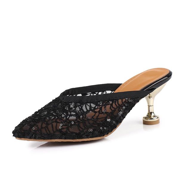 fashion lace 2021 spring and summer with a cat size code 30-43 pointed toe sandals, Black
fashion lace 2021 spring and summer with a cat size code 30-43 pointed toe sandals, Black