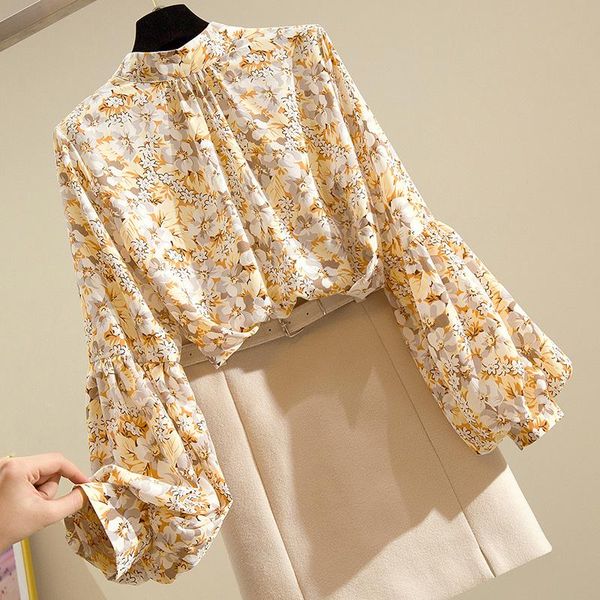 women's blouses & shirts spring summer stand-up collar lantern sleeve chiffon shirt korean wild fashion floral blouse women gd448, White
women's blouses & shirts spring summer stand-up collar lantern sleeve chiffon shirt korean wild fashion floral blouse women gd448, White