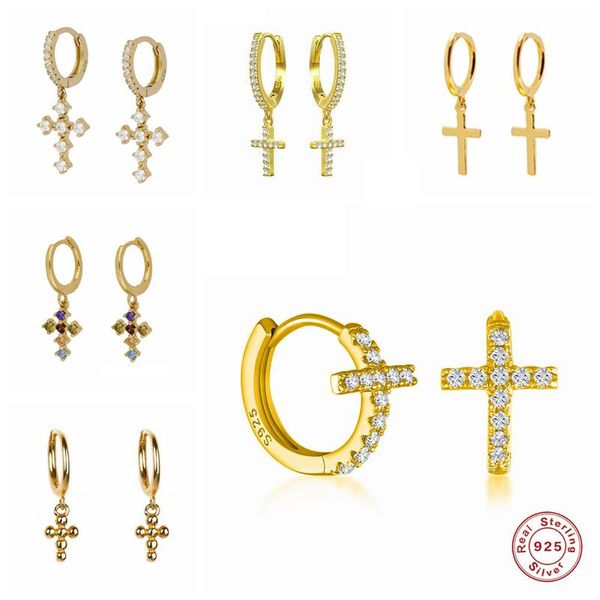 hoop & huggie canner cross earrings for women 925 sterling silver gold color vintage cz pendant earring fashion jewelry orecchini donna, Golden;silver
hoop & huggie canner cross earrings for women 925 sterling silver gold color vintage cz pendant earring fashion jewelry orecchini donna, Golden;silver
