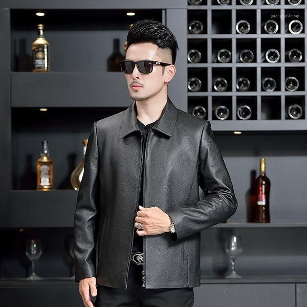 haining cattle leather jacket men's lapel 2021 spring and autumn short slim thin wear & faux, Black
haining cattle leather jacket men's lapel 2021 spring and autumn short slim thin wear & faux, Black