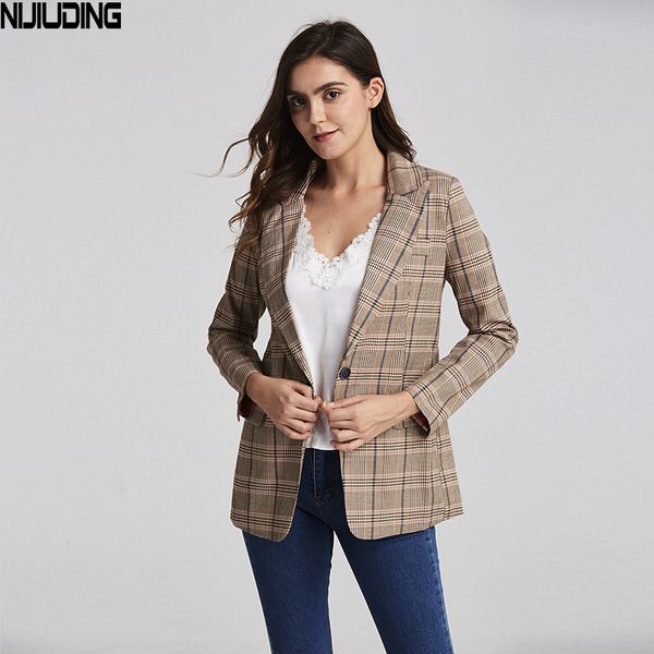vintage single button plaid women's blazer pockets jackets female retro suits coat feminino blazers outerwear 210514, White;black
vintage single button plaid women's blazer pockets jackets female retro suits coat feminino blazers outerwear 210514, White;black