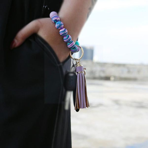 bangle 2021 fashion silicone beaded wristlet keychain bracelet ring key accessories tassel jewelry chain girl round for women f6e1, Black
bangle 2021 fashion silicone beaded wristlet keychain bracelet ring key accessories tassel jewelry chain girl round for women f6e1, Black