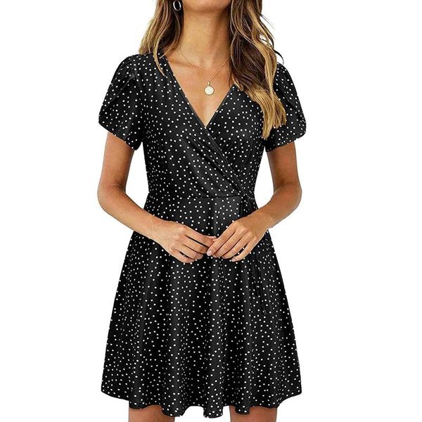 casual dresses summer chiffon dress 2021 boho style beach fashion short sleeve v-neck polka dot a-line party sundress vestidos, Black;gray
casual dresses summer chiffon dress 2021 boho style beach fashion short sleeve v-neck polka dot a-line party sundress vestidos, Black;gray