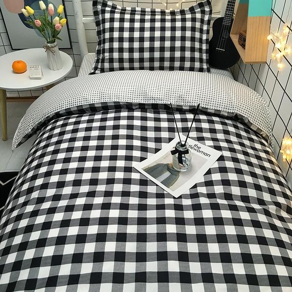 bedding sets 4pcs plaid bed linens black white set euro duvet cover for beds home textile king size
bedding sets 4pcs plaid bed linens black white set euro duvet cover for beds home textile king size