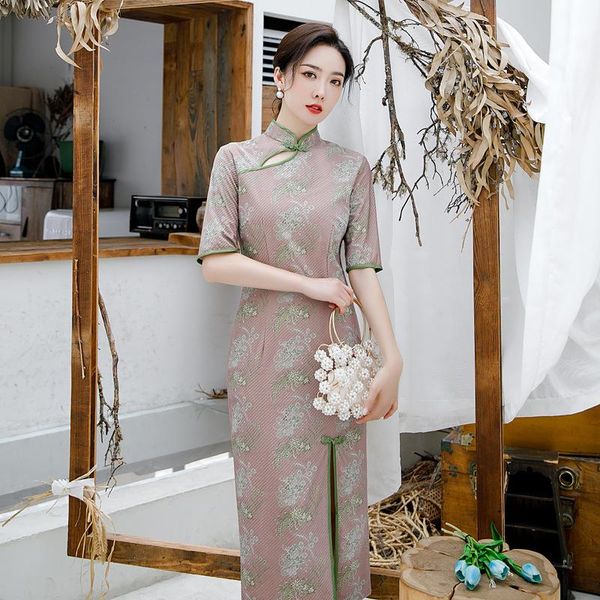 ethnic clothing fashion short-sleeved single split daily chinese qipao improved retro dress long style elegant cheongsam, Red
ethnic clothing fashion short-sleeved single split daily chinese qipao improved retro dress long style elegant cheongsam, Red
