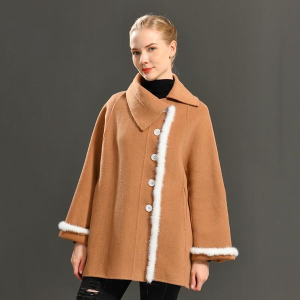women's wool & blends 2021 winter high-end double-sided coat mid-length loose style cashmere woolen with, Black
women's wool & blends 2021 winter high-end double-sided coat mid-length loose style cashmere woolen with, Black