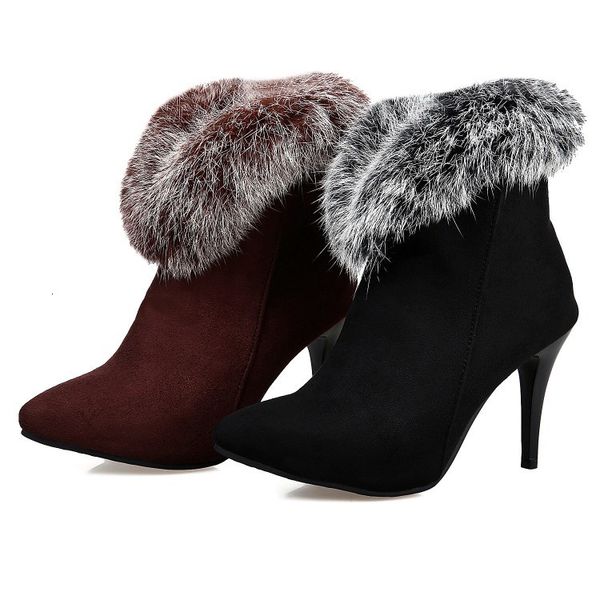with box size 33 to 43 elegant cozy fur high heel ankle booties luxury designer women boots, Black
with box size 33 to 43 elegant cozy fur high heel ankle booties luxury designer women boots, Black