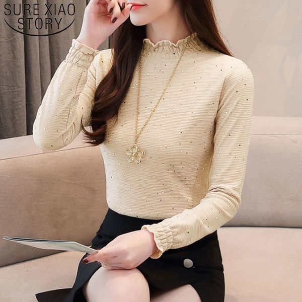shirts autumn fashion chiffon blouses long sleeve sequined casual turtleneck women clothing 6284 50 210415, White
shirts autumn fashion chiffon blouses long sleeve sequined casual turtleneck women clothing 6284 50 210415, White