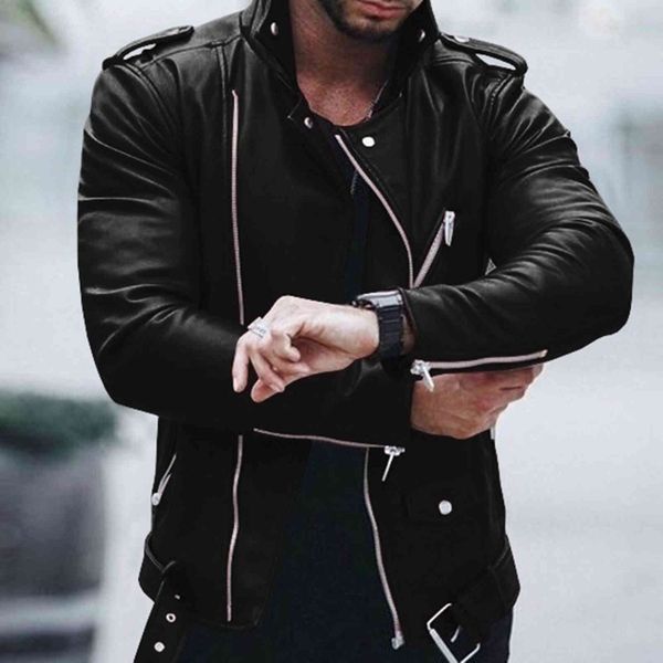 men's zipper synthetic leather et, retro casual coat, motorcycle fashion dign, novelty, autumn, 2021, Black
men's zipper synthetic leather et, retro casual coat, motorcycle fashion dign, novelty, autumn, 2021, Black