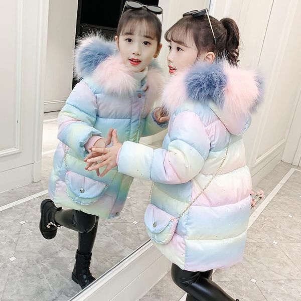 down coat iridescent kids winter jacket for girls thicken cotton fur collar hooded jackets outwear 3-12y teen, Blue;gray
down coat iridescent kids winter jacket for girls thicken cotton fur collar hooded jackets outwear 3-12y teen, Blue;gray