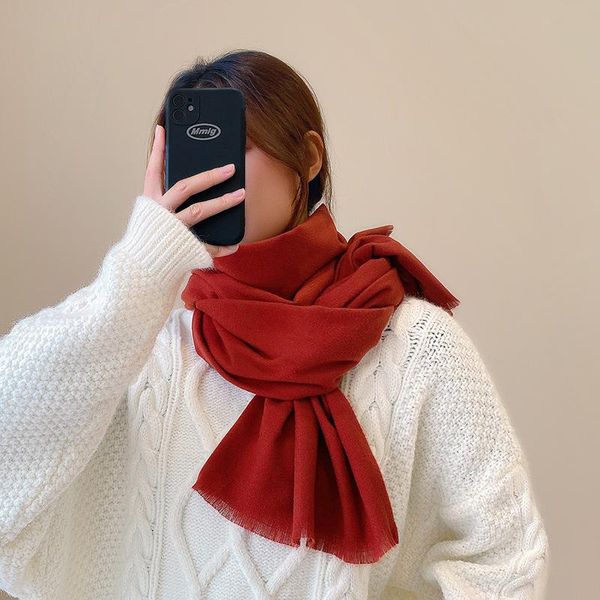 scarves 2021 thickened solid color annual red scarf female winter year imitation cashmere fringed shawl warm for women, Blue;gray
scarves 2021 thickened solid color annual red scarf female winter year imitation cashmere fringed shawl warm for women, Blue;gray