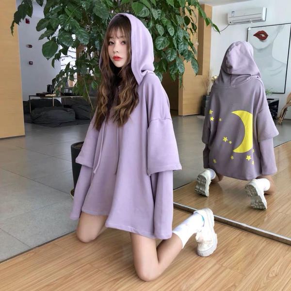 women's hoodies & sweatshirts cute hooded pullover long sleeve loose sweatshirt fake-two-piece girls stars printing color purple black
women's hoodies & sweatshirts cute hooded pullover long sleeve loose sweatshirt fake-two-piece girls stars printing color purple black