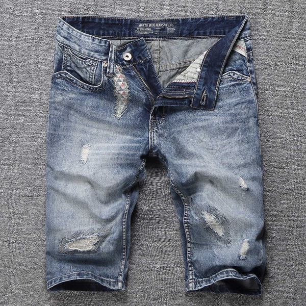 men's jeans summer italian fashion retro blue destroyed embroidery ripped denim shorts patches designer hip hop short 53qv
men's jeans summer italian fashion retro blue destroyed embroidery ripped denim shorts patches designer hip hop short 53qv