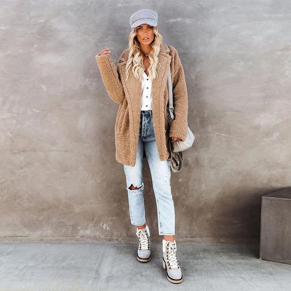 women's wool & blends women loose style plush coat autumn and winter long faux fur solid color turn-down collar cardigan, s/ m/ l, Black
women's wool & blends women loose style plush coat autumn and winter long faux fur solid color turn-down collar cardigan, s/ m/ l, Black