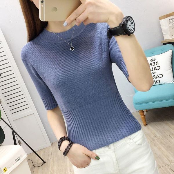 women's t-shirt 2021 summer women fashion korean style half turtleneck sleeve knitted female causal solid jumper tees a33, White
women's t-shirt 2021 summer women fashion korean style half turtleneck sleeve knitted female causal solid jumper tees a33, White