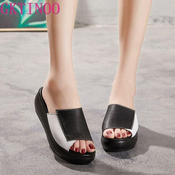 slippers gktinoo 2021 women summer casual shoes genuine leather wedges platform sandals high heel slides, Black
slippers gktinoo 2021 women summer casual shoes genuine leather wedges platform sandals high heel slides, Black
