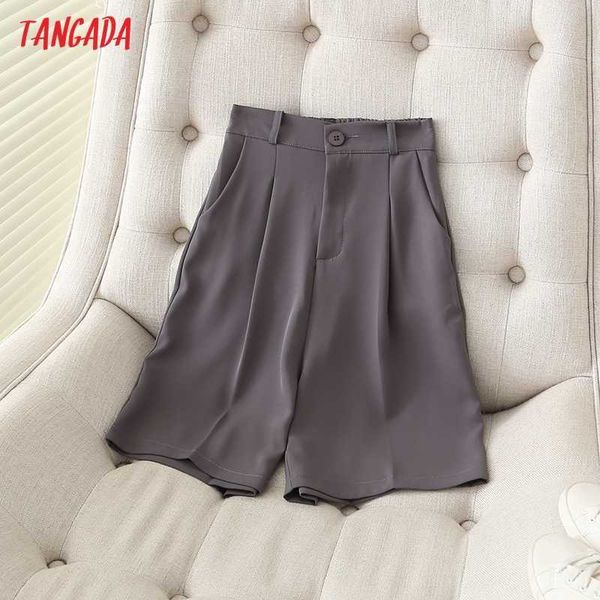 tangada fashion women gray suit shorts pockets strethy waist office lady shorts 7h06 210609, White;black 
tangada fashion women gray suit shorts pockets strethy waist office lady shorts 7h06 210609, White;black
