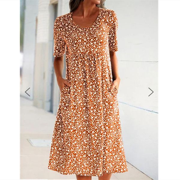 factory91yl sleeve french holiday 2020 new short round neck floral mid length dress, White;black
factory91yl sleeve french holiday 2020 new short round neck floral mid length dress, White;black