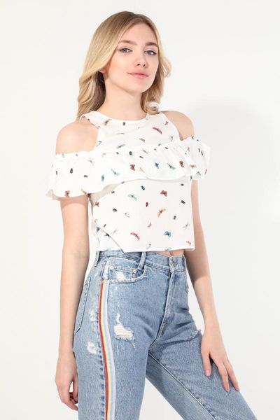 women's blouses & shirts women butterfly frilly pendant bluz, White