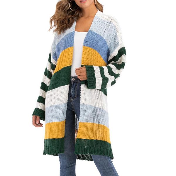women's knits & tees sweater cardigan jacket 2021 spring autumn patchwork long coat loose knitted korean casual knitwear coats female, White
women's knits & tees sweater cardigan jacket 2021 spring autumn patchwork long coat loose knitted korean casual knitwear coats female, White