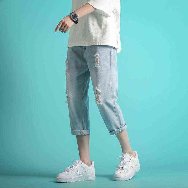 men's jeans cropped jeans fashion brand summer loose thin shorts perforated straight casual cropped men's pants, Blue
men's jeans cropped jeans fashion brand summer loose thin shorts perforated straight casual cropped men's pants, Blue