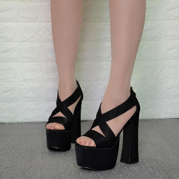 dress shoes 16cm thick heel ladies high sandals concise elegant heels europe and america sweet wild white women's, Black
dress shoes 16cm thick heel ladies high sandals concise elegant heels europe and america sweet wild white women's, Black
