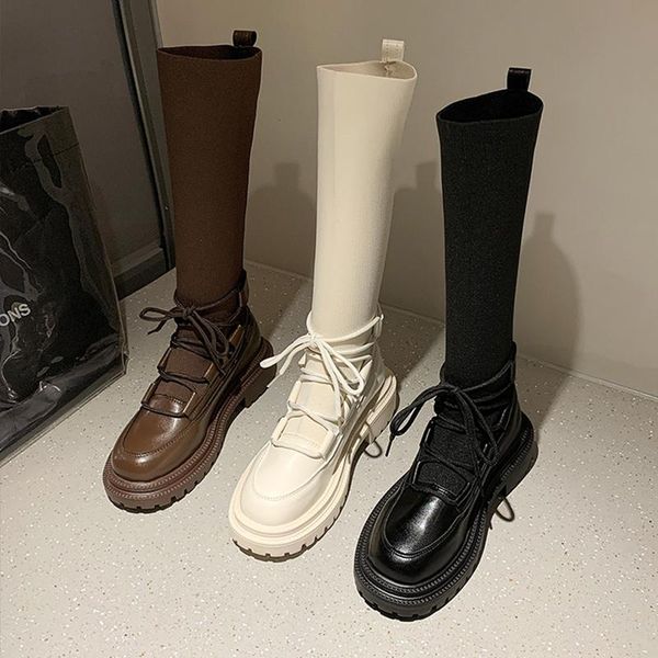 boots summer women sock shoes lace up round toe thigh high heels ankle stockings med lolita rubber ladies autumn, Black
boots summer women sock shoes lace up round toe thigh high heels ankle stockings med lolita rubber ladies autumn, Black