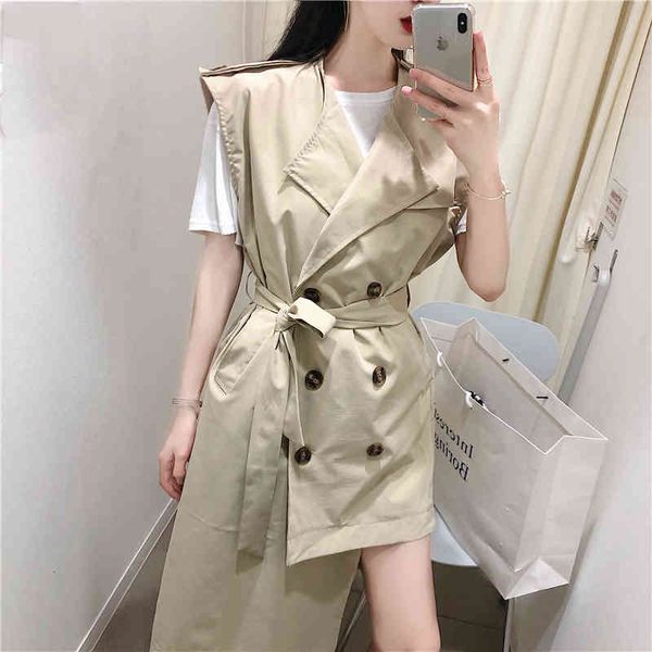 women's trench coats spring new pattern lapel sleeveless solid double breasted asymmetrical vest women belt ltc0, Tan;black
women's trench coats spring new pattern lapel sleeveless solid double breasted asymmetrical vest women belt ltc0, Tan;black