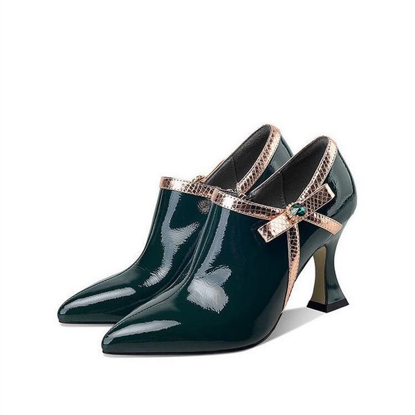 2022 new fashion spring shoeswomen pumpshigh heelspatent leatherpointed toebowtieside zipfemale footwareblackgreen, Black
2022 new fashion spring shoeswomen pumpshigh heelspatent leatherpointed toebowtieside zipfemale footwareblackgreen, Black