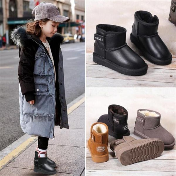 kids waterproof snow boots genuine leather winter children thick fur warm shoes child sneakers boys girls, Black;grey
kids waterproof snow boots genuine leather winter children thick fur warm shoes child sneakers boys girls, Black;grey
