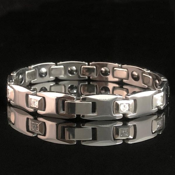 link, chain couple bracelet tungsten steel hand for men health magnetic female bracelets shiny rhinestone inlay good gift, Black
link, chain couple bracelet tungsten steel hand for men health magnetic female bracelets shiny rhinestone inlay good gift, Black