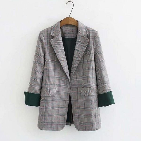 plaid suit loose women polyester double breasted regular blazers coat long-sleeve notched collar women's suits &, White;black
plaid suit loose women polyester double breasted regular blazers coat long-sleeve notched collar women's suits &, White;black