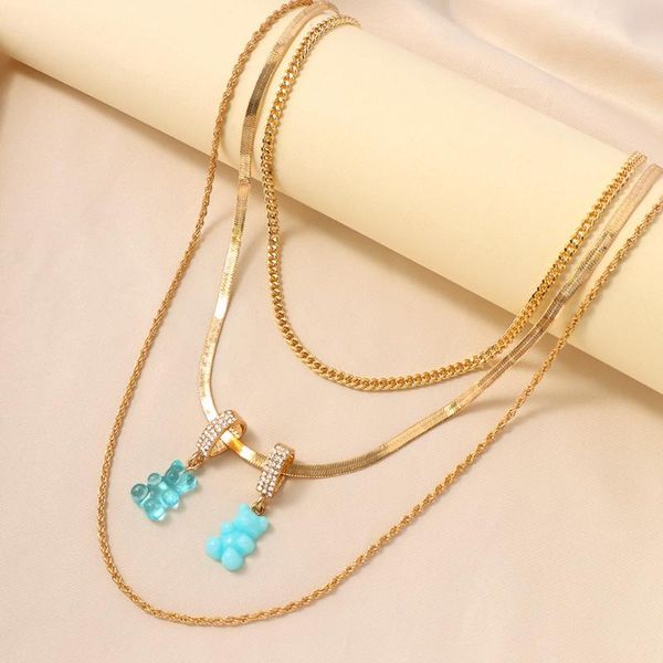 chains just feel trendy gummy bear crystal pendant necklace for women girls multilayer golden metal snake chain party jewelry, Silver
chains just feel trendy gummy bear crystal pendant necklace for women girls multilayer golden metal snake chain party jewelry, Silver