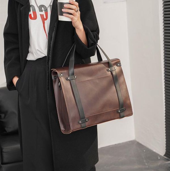 wholesale men bag simple retro leather portable business briefcase street trend belt decoration mens shoulder bags horizontal large crazy ho
wholesale men bag simple retro leather portable business briefcase street trend belt decoration mens shoulder bags horizontal large crazy ho