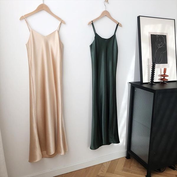 satin v neck sling dress womens cami light cooked fish tail base long french, White
satin v neck sling dress womens cami light cooked fish tail base long french, White