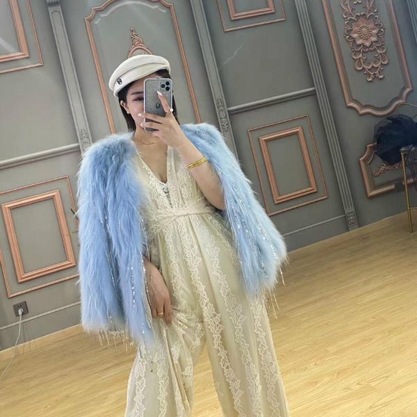 women's fur & faux sequins winter jacket women real coat natural raccoon knitted thick warm outerwear streetwear casual, Black
women's fur & faux sequins winter jacket women real coat natural raccoon knitted thick warm outerwear streetwear casual, Black