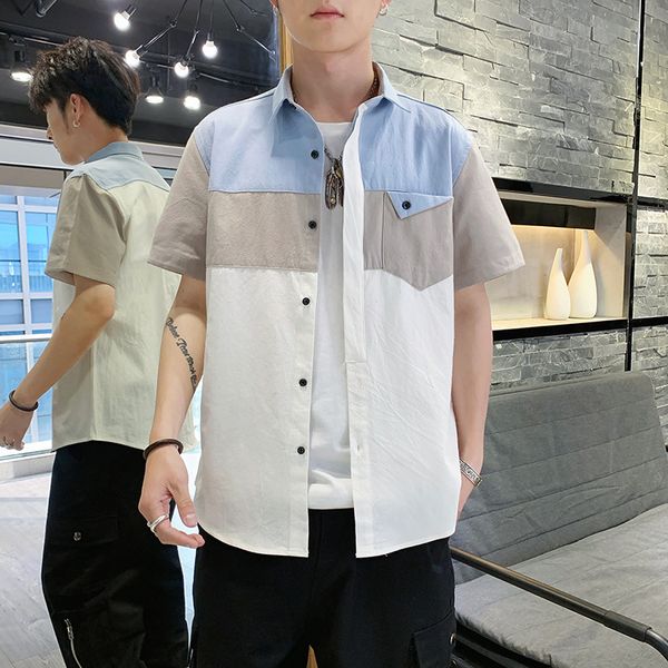 men's shirt 2021 spring and summer fashion cotton trend men's color matching shirt youth handsome comfortable wear, White;black
men's shirt 2021 spring and summer fashion cotton trend men's color matching shirt youth handsome comfortable wear, White;black