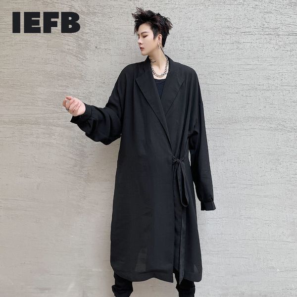 iefb spring summer men's black long shirt design nothed collar long sleeve loose fashion chiffon sunscreen clothing 9y6651 210524, White;black
iefb spring summer men's black long shirt design nothed collar long sleeve loose fashion chiffon sunscreen clothing 9y6651 210524, White;black