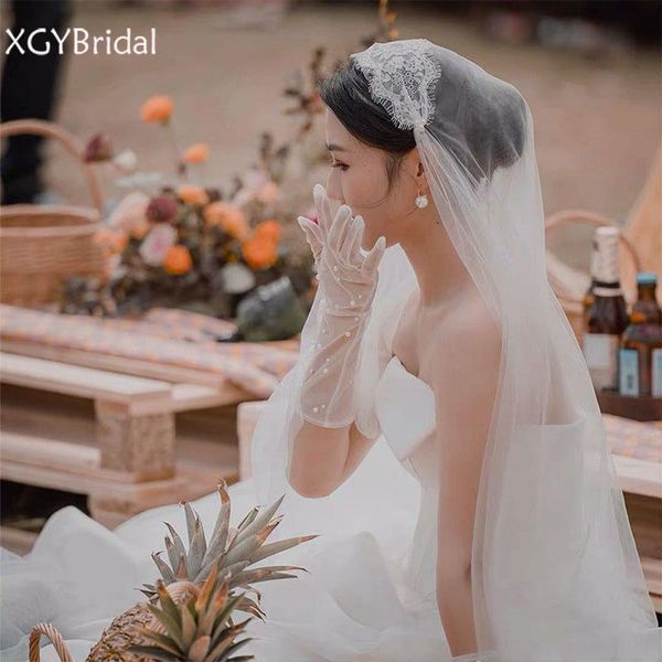 bridal veils 2021 white fingertip appliqued lace edge long 1 meter two layer real pos wedding accessories, Black
bridal veils 2021 white fingertip appliqued lace edge long 1 meter two layer real pos wedding accessories, Black