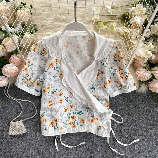 women's blouses & shirts singrain women summer sweet floral blouse fashion retro ruffles v-neck cute puff sleeve loose streetwear prin, White
women's blouses & shirts singrain women summer sweet floral blouse fashion retro ruffles v-neck cute puff sleeve loose streetwear prin, White