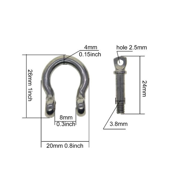 keychains 10 pcs small 8 mm stainless steel japanese screw lock shackle joint connector fob bangle diy d hooks u, Silver 
keychains 10 pcs small 8 mm stainless steel japanese screw lock shackle joint connector fob bangle diy d hooks u, Silver