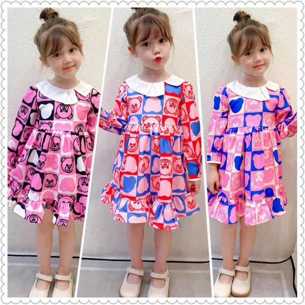 girls dresses long sleeve bear cartoon printed white collar princess dress kids designer clothes children children boutique clothing, Red;yellow
girls dresses long sleeve bear cartoon printed white collar princess dress kids designer clothes children children boutique clothing, Red;yellow