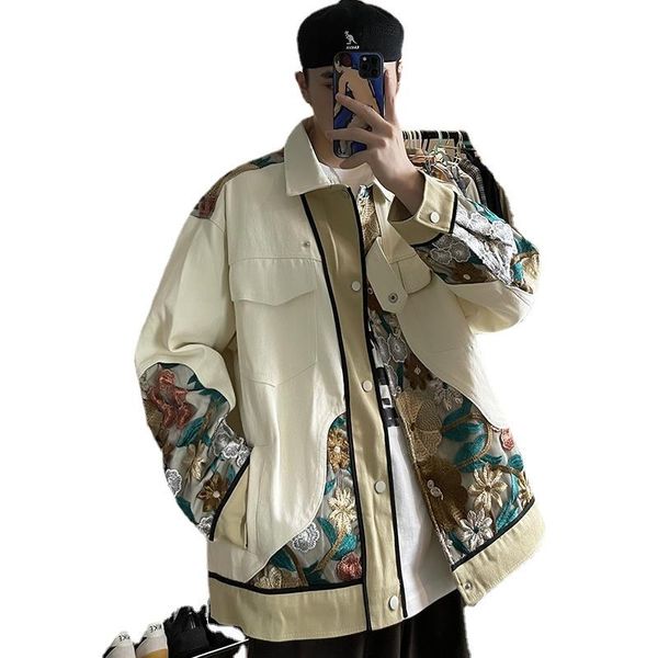 men's jackets autumn trendy lapel stitching tooling jacket men and women embroidered casual loose trend, Black;brown
men's jackets autumn trendy lapel stitching tooling jacket men and women embroidered casual loose trend, Black;brown