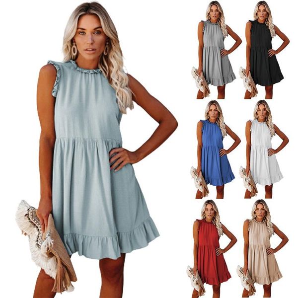 casual dresses loose solid color sleeveless round neck pullover women's dress 2021 summer with ruffle waist skirt, Black;gray
casual dresses loose solid color sleeveless round neck pullover women's dress 2021 summer with ruffle waist skirt, Black;gray