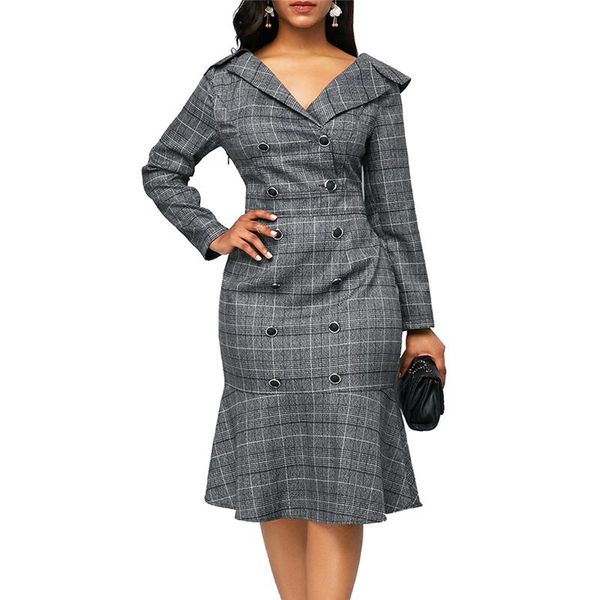 casual dresses plus size plaid office bodycon dress women elegant long sleeve spring slim double-breasted ruffles 5xl b751, Black;gray
casual dresses plus size plaid office bodycon dress women elegant long sleeve spring slim double-breasted ruffles 5xl b751, Black;gray