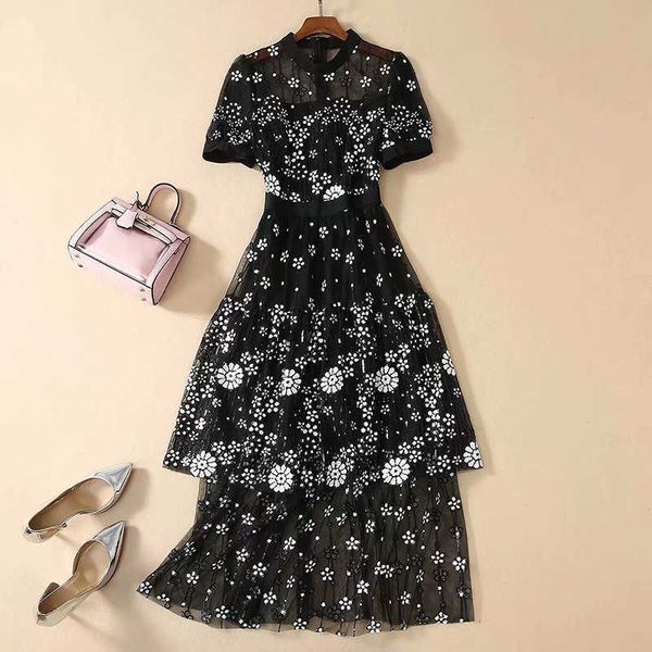 fashion designer runway dress women's short sleeve sequined gauze 210526, Black;gray
fashion designer runway dress women's short sleeve sequined gauze 210526, Black;gray