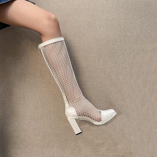 boots white women rock shoes summer mesh knee high fashion back zipper heel long low heels damen schuhe, Black
boots white women rock shoes summer mesh knee high fashion back zipper heel long low heels damen schuhe, Black