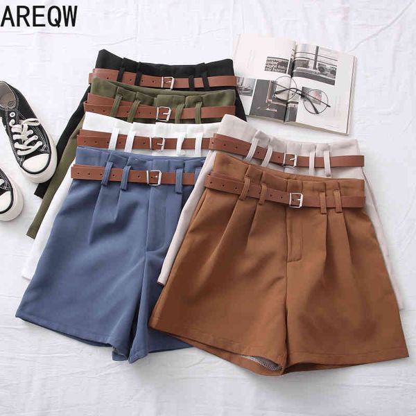 women's summer clothing high waist shorts white black with belt workout shorts 210507
women's summer clothing high waist shorts white black with belt workout shorts 210507